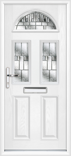 Lothian Zinc Prairie green composite front door with toplight, side panels & catflap